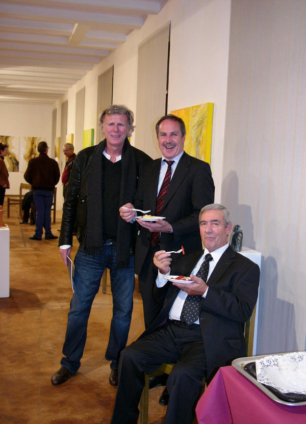 Devakrishna Giollo and Adriano Stutz with Enzo Del Mese